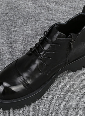 冬季新款真皮牛皮男鞋英伦复古百搭马丁靴皮靴厚底加绒切尔西靴男