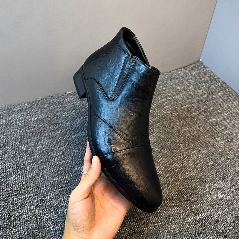 男士冬季皮鞋软皮新款高帮男士切尔西马丁靴韩版侧拉链休闲男皮鞋