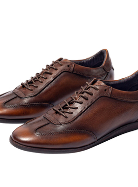 商务休闲皮鞋男真皮英伦百搭运动款牛皮慢跑鞋男士旅游鞋轻便男鞋