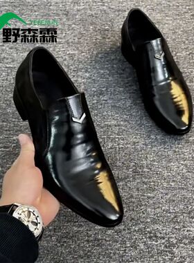 意大利尖头增高男士皮鞋牛皮真皮2025新款轻便休闲商务正装皮鞋男