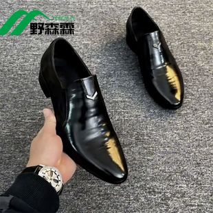男 意大利尖头增高男士 皮鞋 牛皮真皮2024新款 轻便休闲商务正装