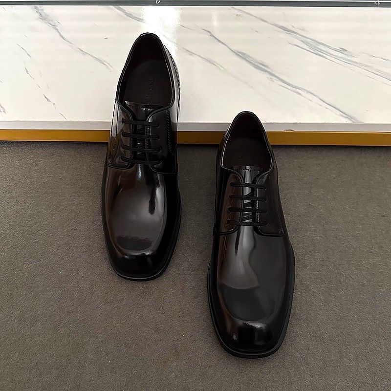 厚底男士系带商务正装休闲皮鞋时尚英伦轻奢方头透气皮鞋秋季男鞋