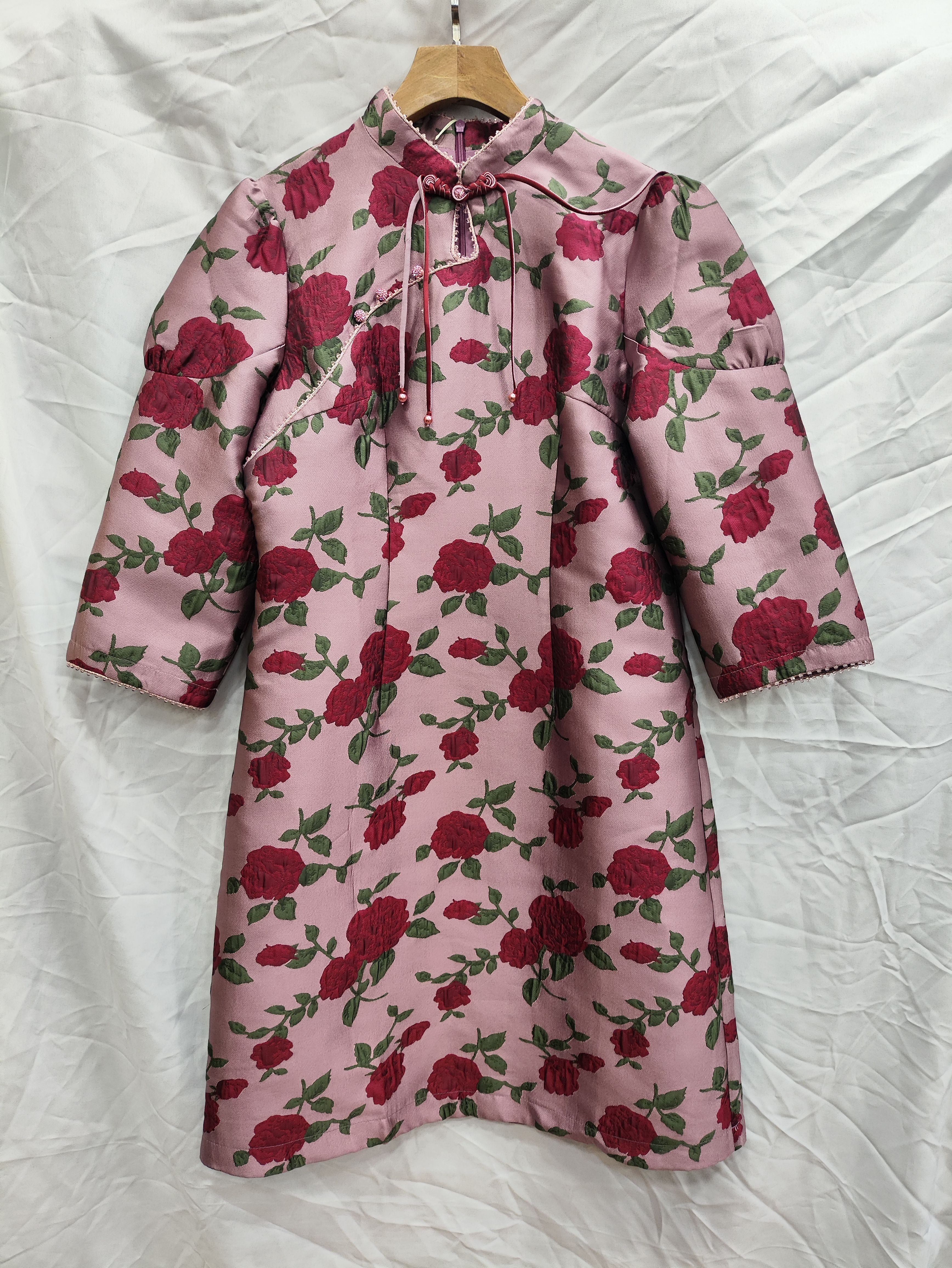 新中式提花连衣裙女2024秋季新款气质修身显瘦长袖改良旗袍9021-2