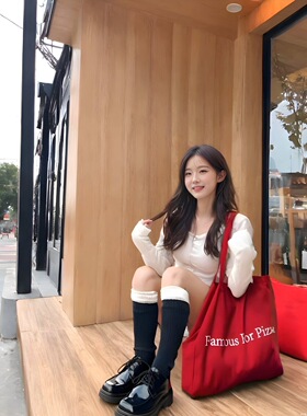 FAMOUS FOR PIZZA大容量托特包女2025新款通勤单肩包购物袋手提包