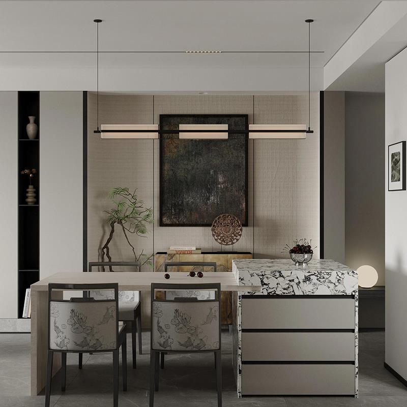 工厂直销【奢华定制】设计师2025新款宋氏美学茶台进口云石吊灯餐