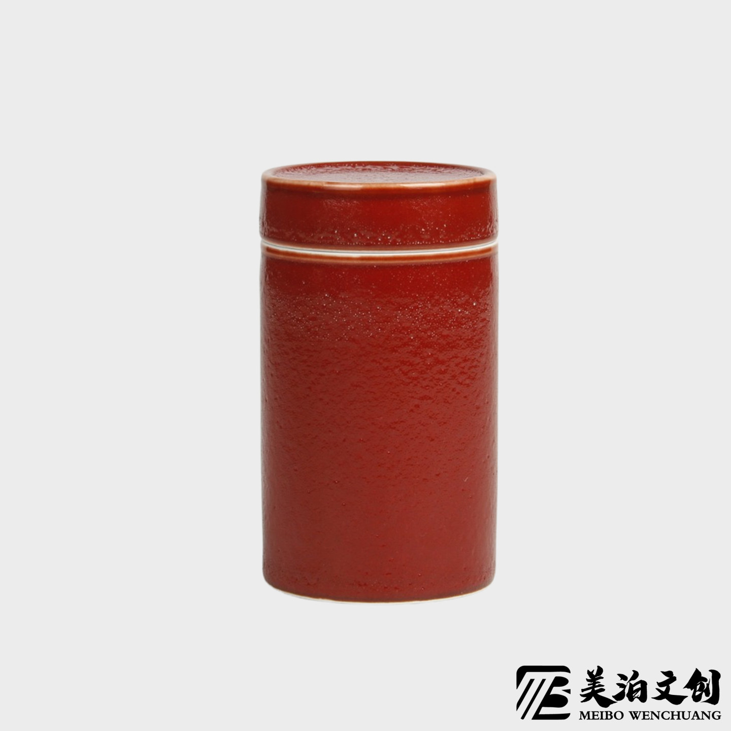 景德镇纯手工陶瓷盖罐子茶叶包装茶罐祭红釉单色存茶罐密封高大上