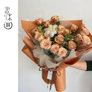 复古卡布奇诺玫瑰花束成都直发鲜花速递同城花店配送送花生日鲜花