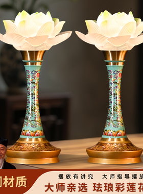 新款莲花灯供佛一对插电家用菩萨仙观世音莲花灯供佛灯供奉长明灯