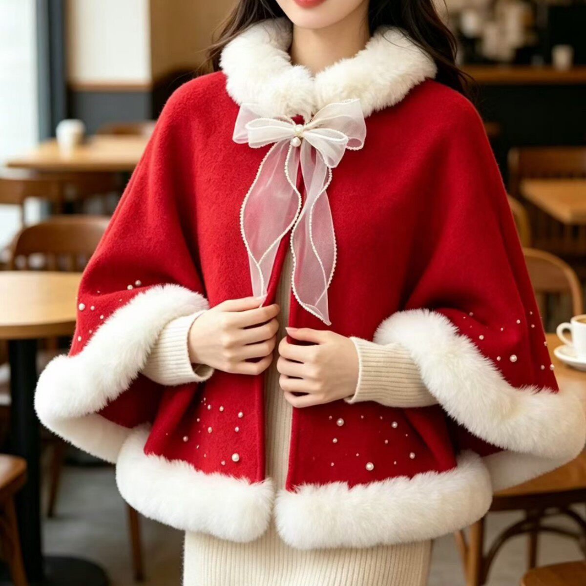 新娘披肩秀禾服披风大毛领酒红色斗篷结婚旗袍敬酒礼服外套冬季