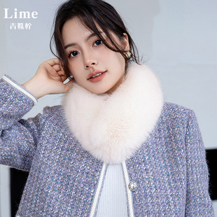 狐狸毛围巾女冬季大毛球磁吸扣毛领围脖兔毛仿皮草韩版百搭感