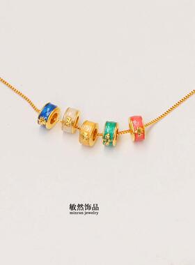 18K金珐琅彩绘小蛮腰项链