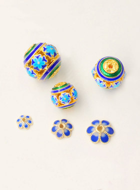 diy多规格金色烧蓝配饰花托