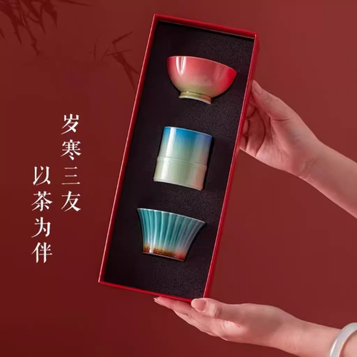 故宫茶杯套装松竹梅陶瓷