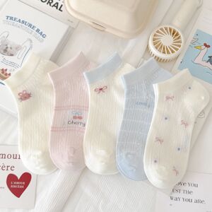 女童夏季薄款小兔蝴蝶结网眼袜