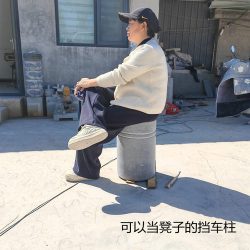 花岗岩挡车石柱青石阻车圆柱天然大理石头柱子石头路标挡车石球