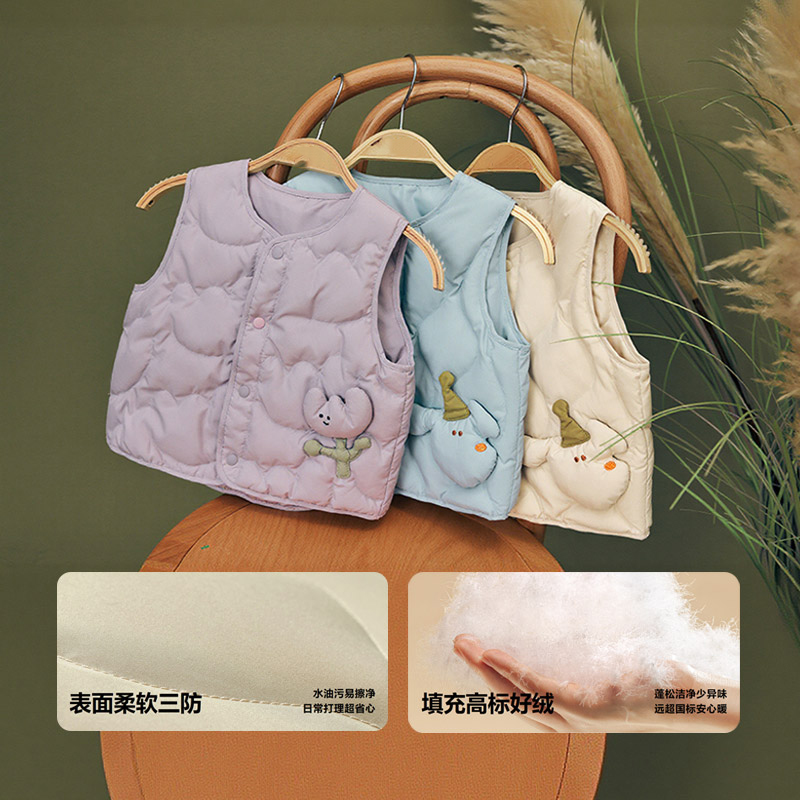 折扣宝宝羽绒马甲冬装儿童白鸭绒轻薄男女童保暖外套冬季背心马夹