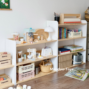 木质书架玩具收纳架韩版置物架幼儿园仿真货架出口手办陈列架LB