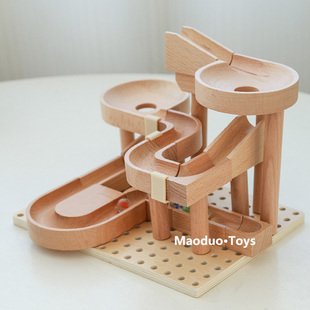 滚珠儿童滚珠轨道积木玩具男女孩益智拼装弹珠轨道木质滚球积木JH