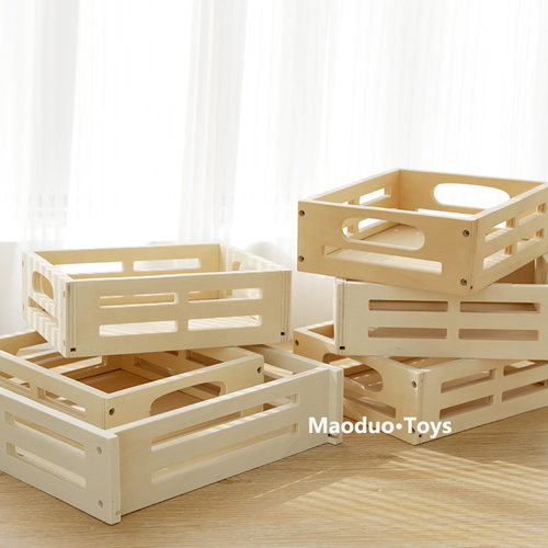 儿童木制玩具收纳筐过家家切切乐教具托盘储物篮子工具箱子多功能