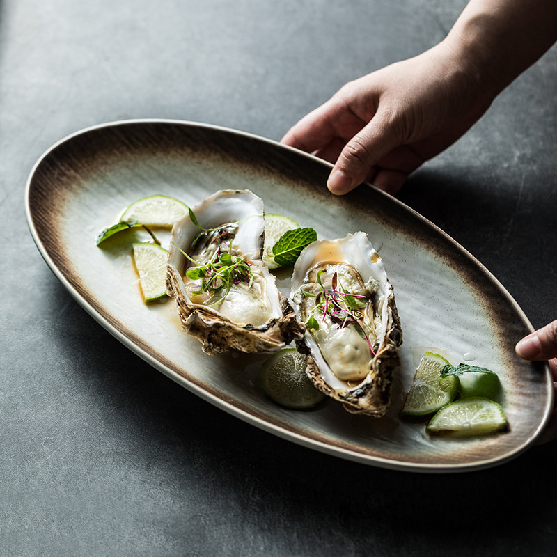 高级餐厅大号鱼盘陶瓷盘蒸生蚝蒸海鲜虾螃蟹盘子高颜值西餐盘商用,餐饮具,盘,淘宝优惠券,粉丝福利购,淘宝优惠卷