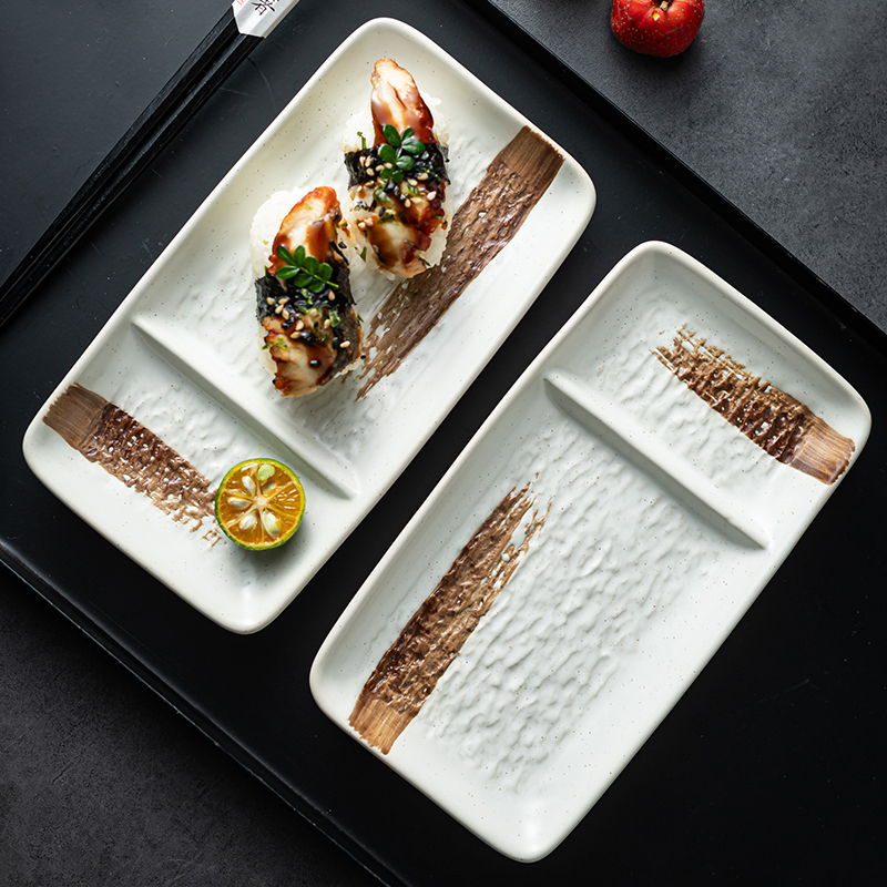 二格碟创意盘碟设计精致菜寿司盘鱼子酱海鲜刺身碟盘高级餐厅餐具