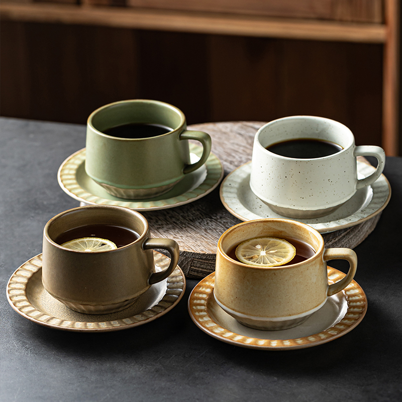 日式复古陶瓷咖啡杯碟下午茶花茶杯套装创意精致高级花型喝水杯子