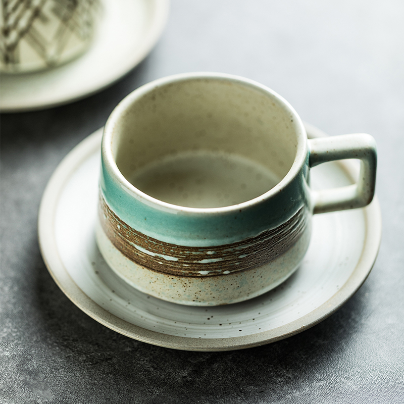 高档咖啡杯碟带勺日式餐厅高级感陶瓷杯子泡茶杯碟套装奶昔奶茶杯