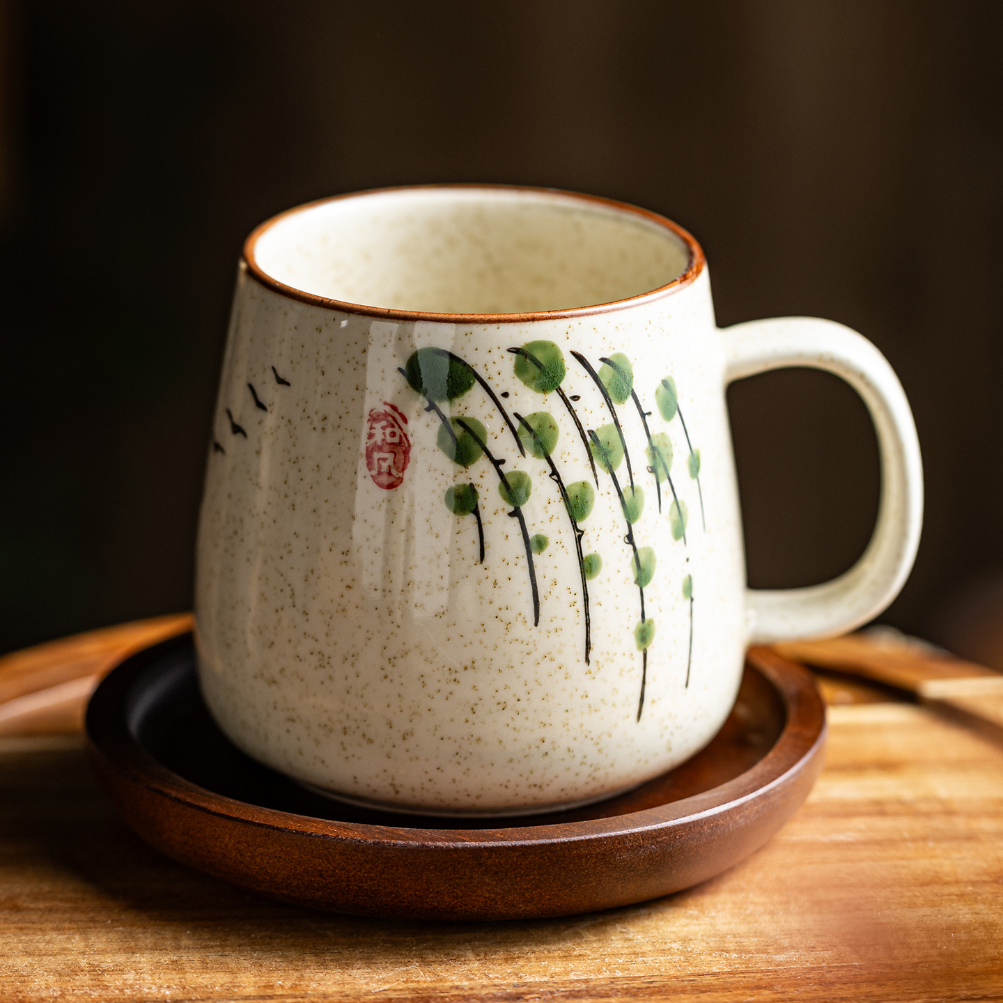 日系手绘马克杯复古日式咖啡杯泡茶杯办公室喝水杯子绿茶功夫茶杯