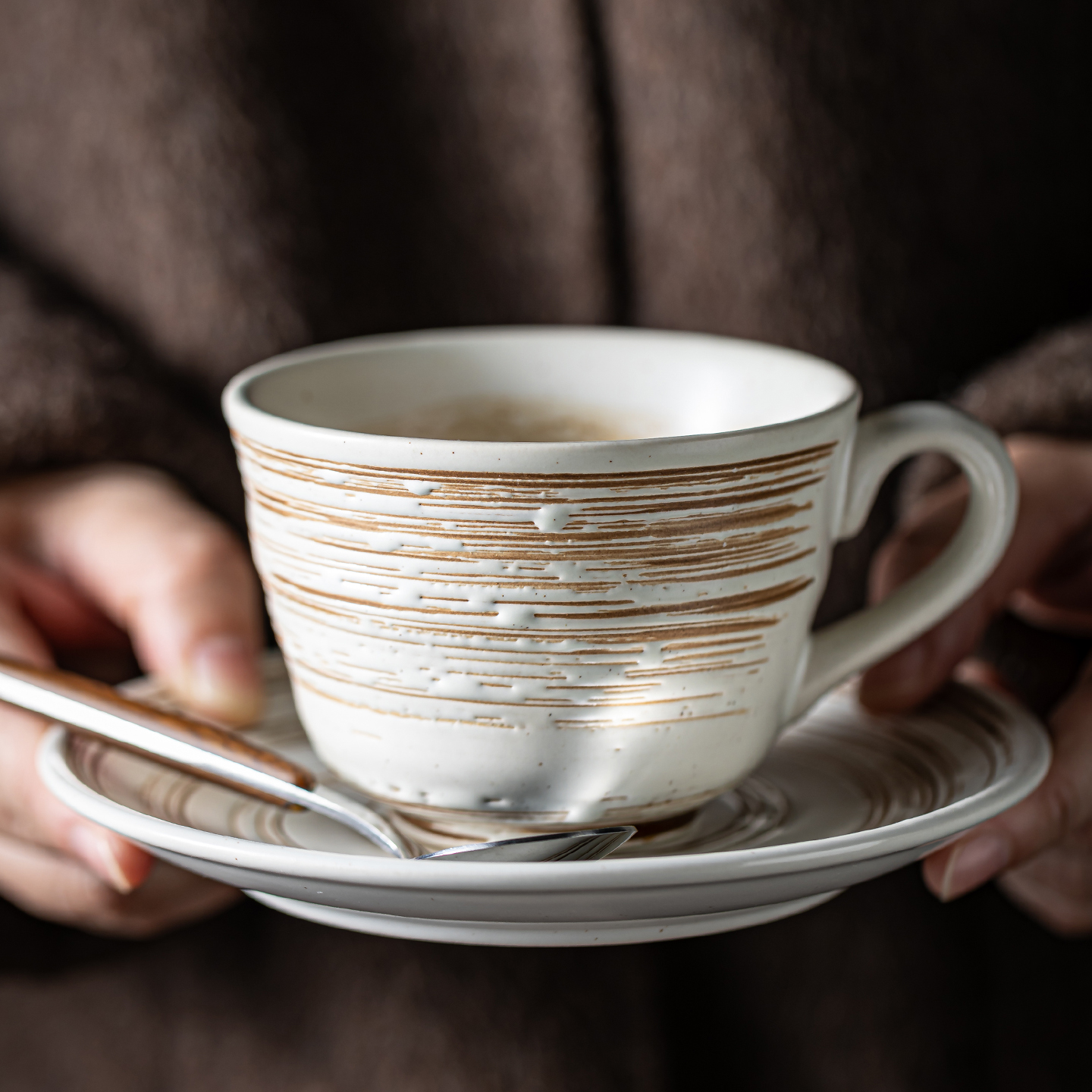 创意复古高级感陶瓷咖啡杯碟套装商用餐厅泡茶杯拿铁拉花咖啡杯子