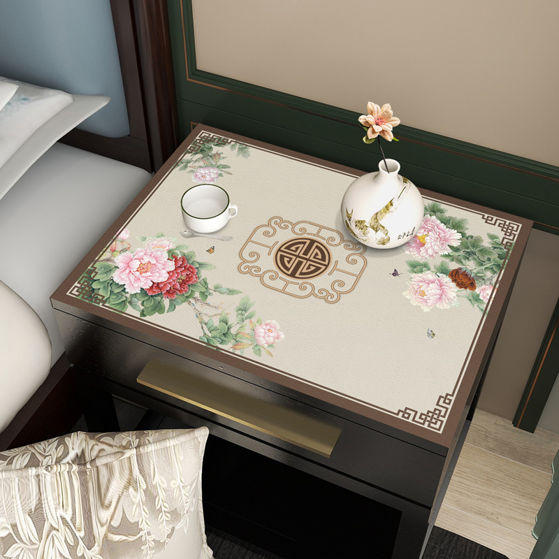 新中式床头柜桌布皮革防水防油