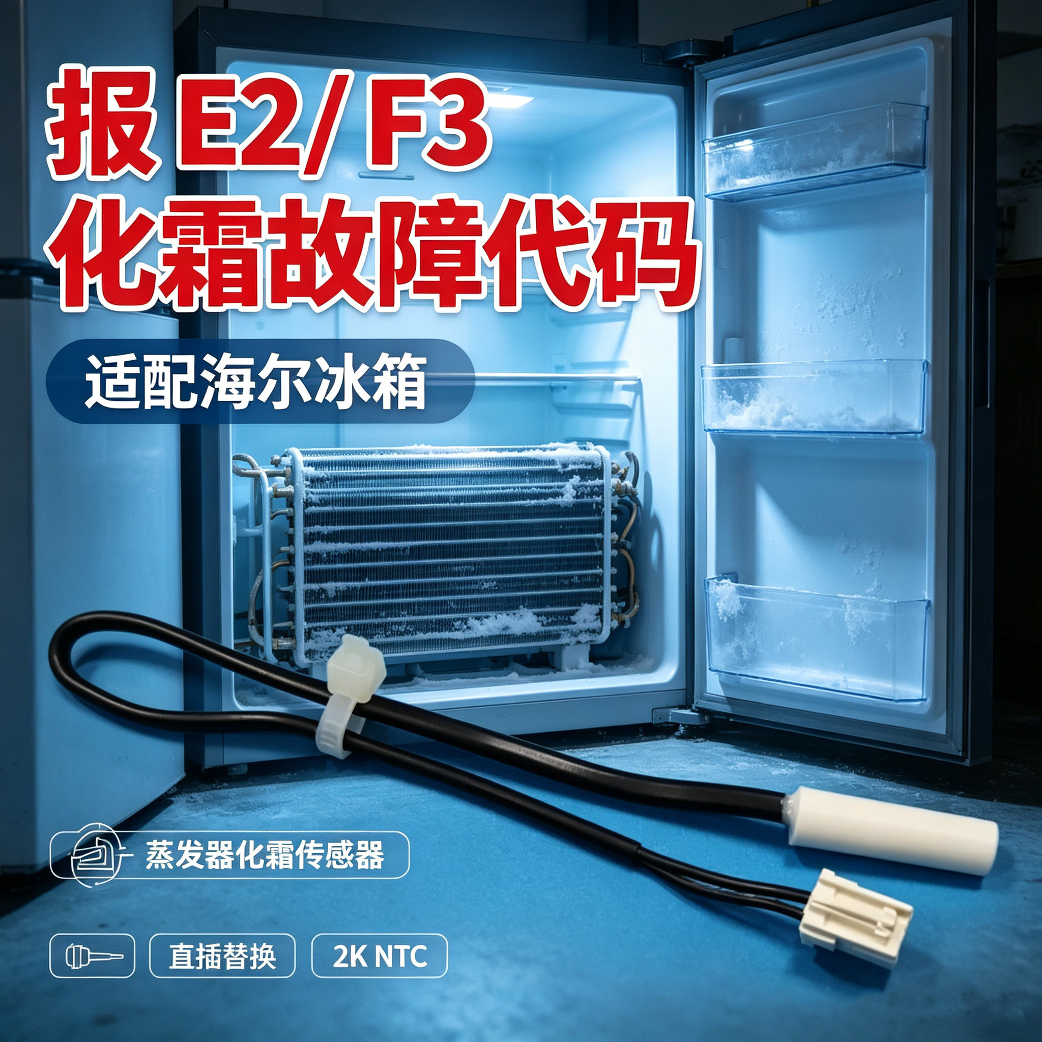 适用海尔冰箱冷藏室温度传感器卡萨帝2K探头风冷BCD除霜感温器290