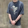 GD Skull Angel Graphic Tee in Washed Black