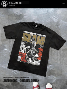 艾弗森海报数码喷墨印花工艺透气耐洗不掉色重磅纯棉篮球运动短袖