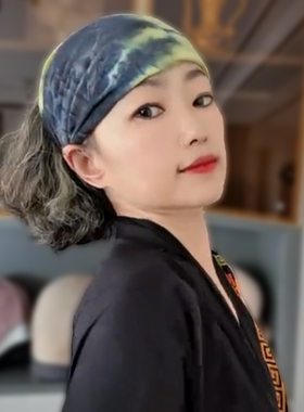 扎染弹力发带女遮白发头饰护额压发头带运动头巾包头帽宽边头箍女