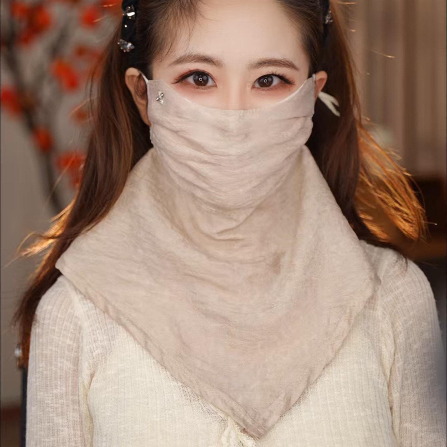 夏季高颜值防晒遮脸面纱女护颈防紫外线2026新款开车轻薄透气面罩图片