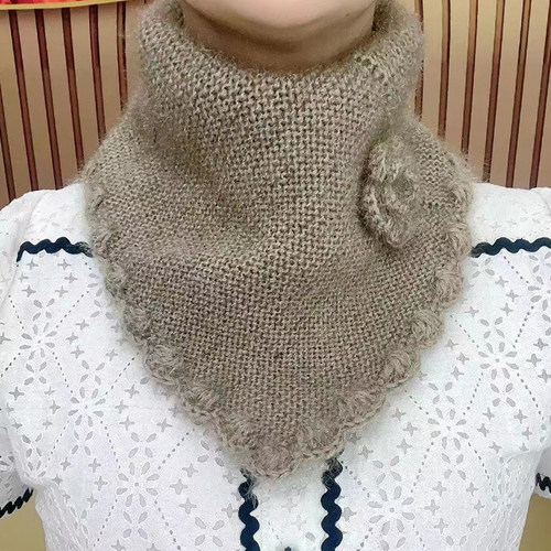 手工针织三角巾围脖围巾女保暖