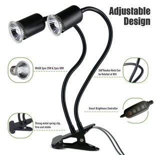 乌龟晒背灯加热补钙UVA爬宠陆龟双头灯宠物灯蜥蜴太阳灯爬宠灯具