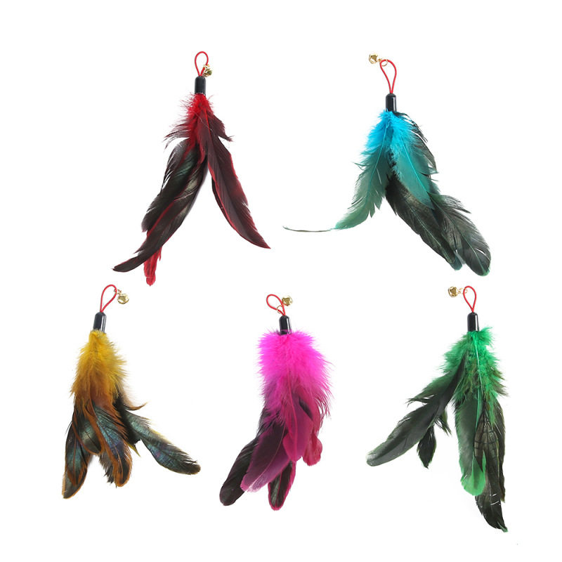 猫咪自嗨玩具大鸡毛逗猫棒替换头厂家替换头钓鱼竿五色可选仙女棒