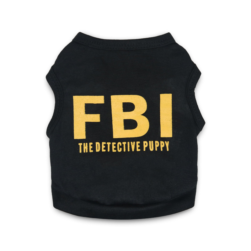 宠物用品狗狗衣服 棉黑色印fbi宠物背心 泰迪衣服 春夏新款