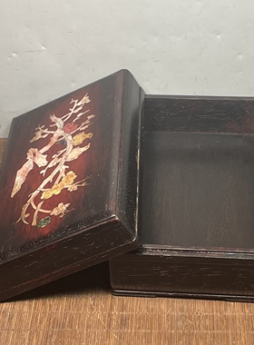 仿古檀木雕镶贝饰品杂件仿古收藏收纳盒装饰品摆件25×15×9.5cm