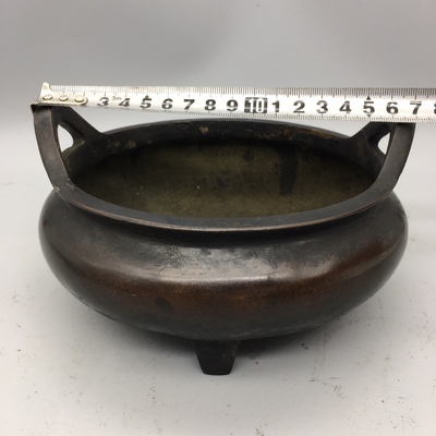 老式高端仿古纯铜乔耳三足炉宣德炉室内家用礼佛烧香线香炉供奉檀