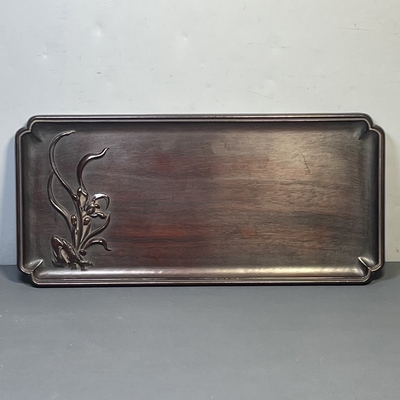 老式檀木干泡茶盘家用整块实木功夫茶具单层茶托盘茶海茶台长方形