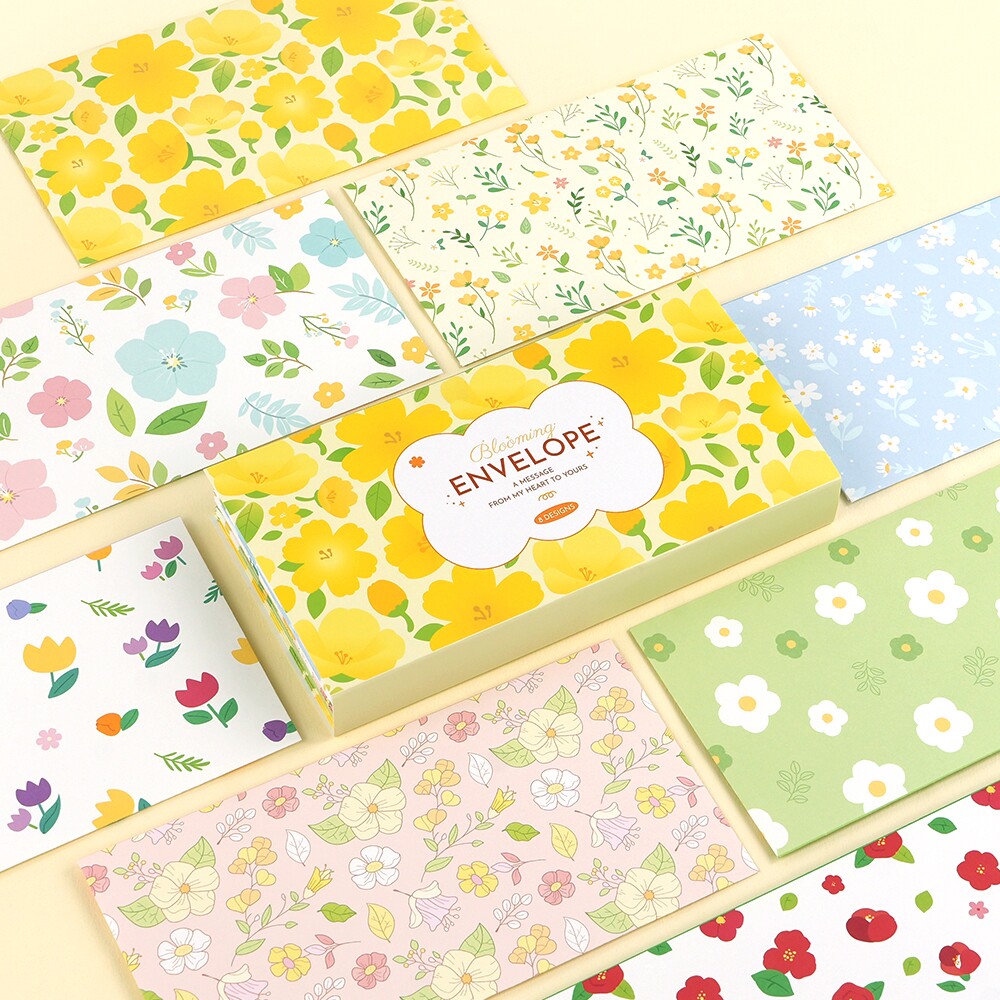 韩国正品pinkfoot 春日花开满溢信封创意红包纸袋子套装ENVELOPE