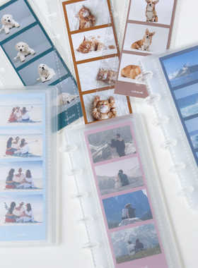 韩国正品Lucalab 透明活页圆扣大头贴人生四格相册收纳本 4-cut