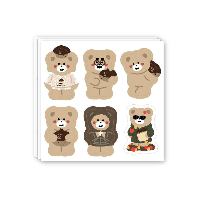 韩国正品malling booth 可爱手帐数码贴画小熊栗子装饰