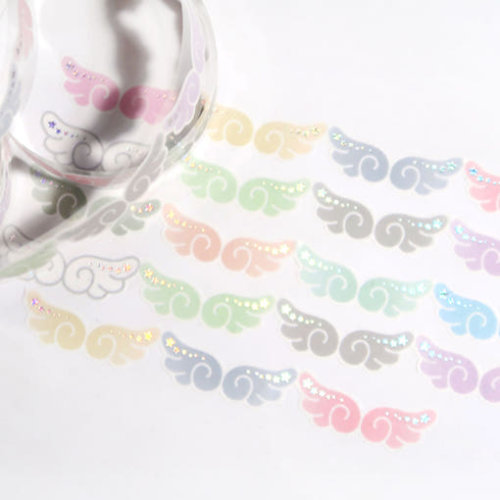 韩国正品st2krs 天使翅膀美纹手帐装饰模切全息贴纸胶带11mm宽