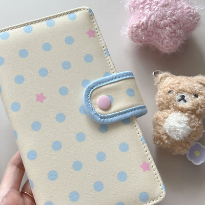 韩国正品a bubble crush A6 half长款香草波点活页按扣帆布封面套