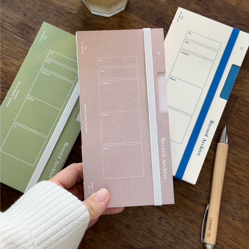 韩国正品Lucalab 万年记录档案绑带便携日记本月周计划备忘记事本