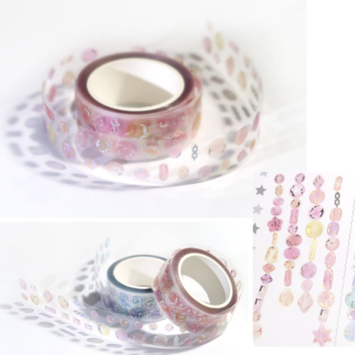 韩国正品st2krs 镭射闪美纹手帐日记装饰模切贴纸胶带one by one