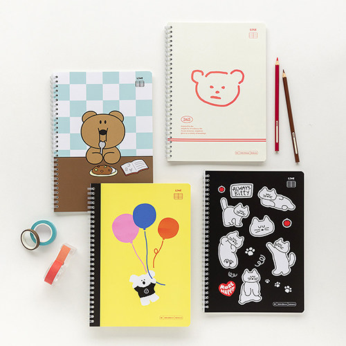 韩国正品BRUNCH BROTHER 可爱卡通8mm线条B5线圈记事本横线笔记本